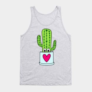 Cute Cactus Design #332: Cute Cactus In A Heart Pot Tank Top